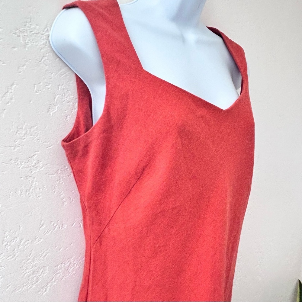 LENNIE New York Vintage 90s Linen Maxi Dress Sweetheart Neckline Coral Size 10 M - Picture 4 of 12